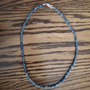 Necklace Denim Lapis Blue Natural Stone Beaded 4mm 16" Choker